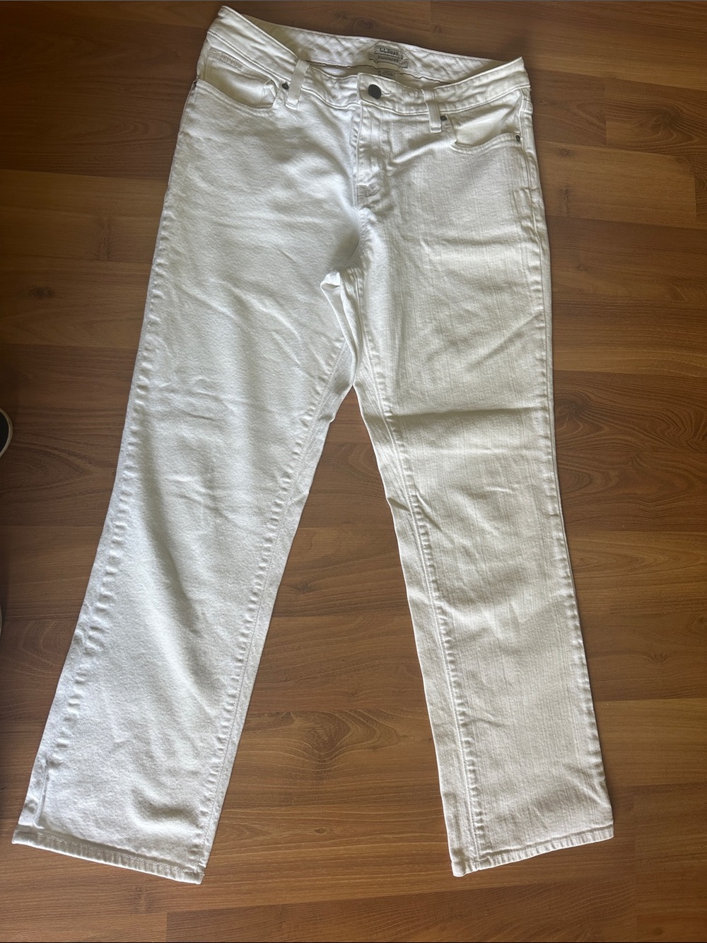 L.L. Bean Women’s White Straight-Leg Jeans